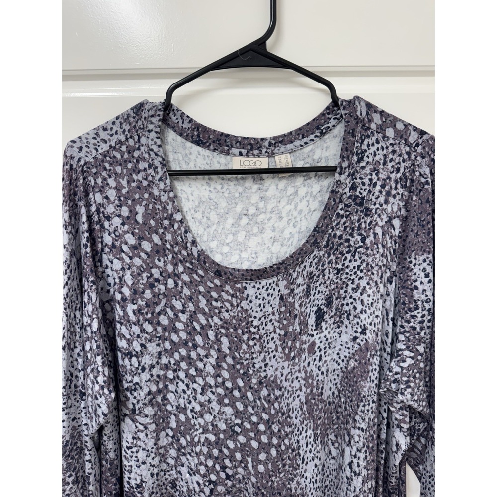 LOGO By Lori Goldstein Tunic Flowy Boho Arty Top 1X Multicolor Blouse 008